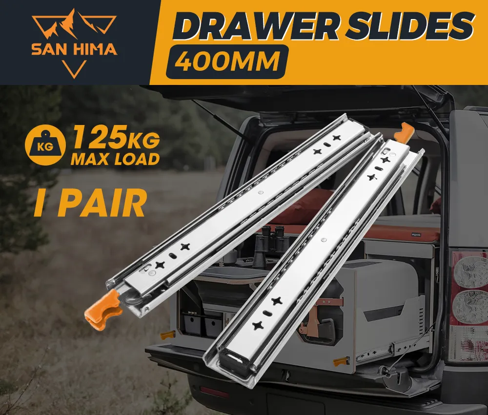 125kg Locking Drawer Slides / Runners 400mm 4wd Trailer Fridge Draw