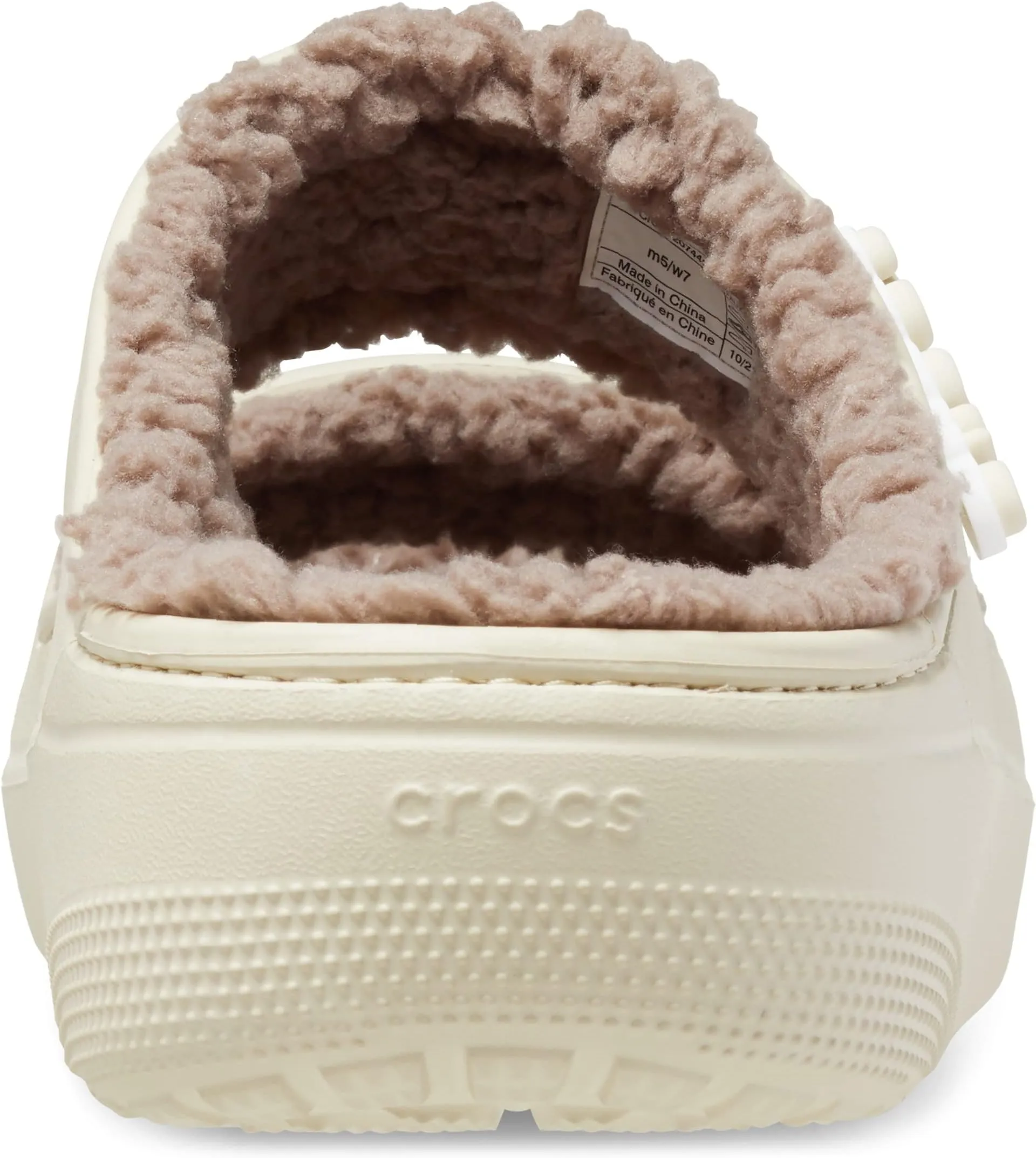 Classic Cozzzy Sandal Crocs Flat Sandal in Bone/Mushroom