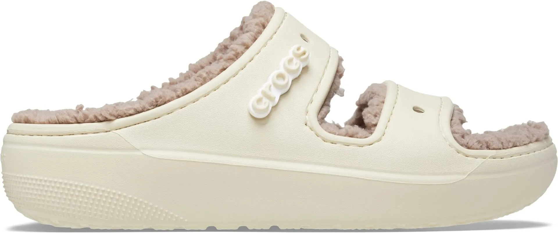 Classic Cozzzy Sandal Crocs Flat Sandal in Bone/Mushroom