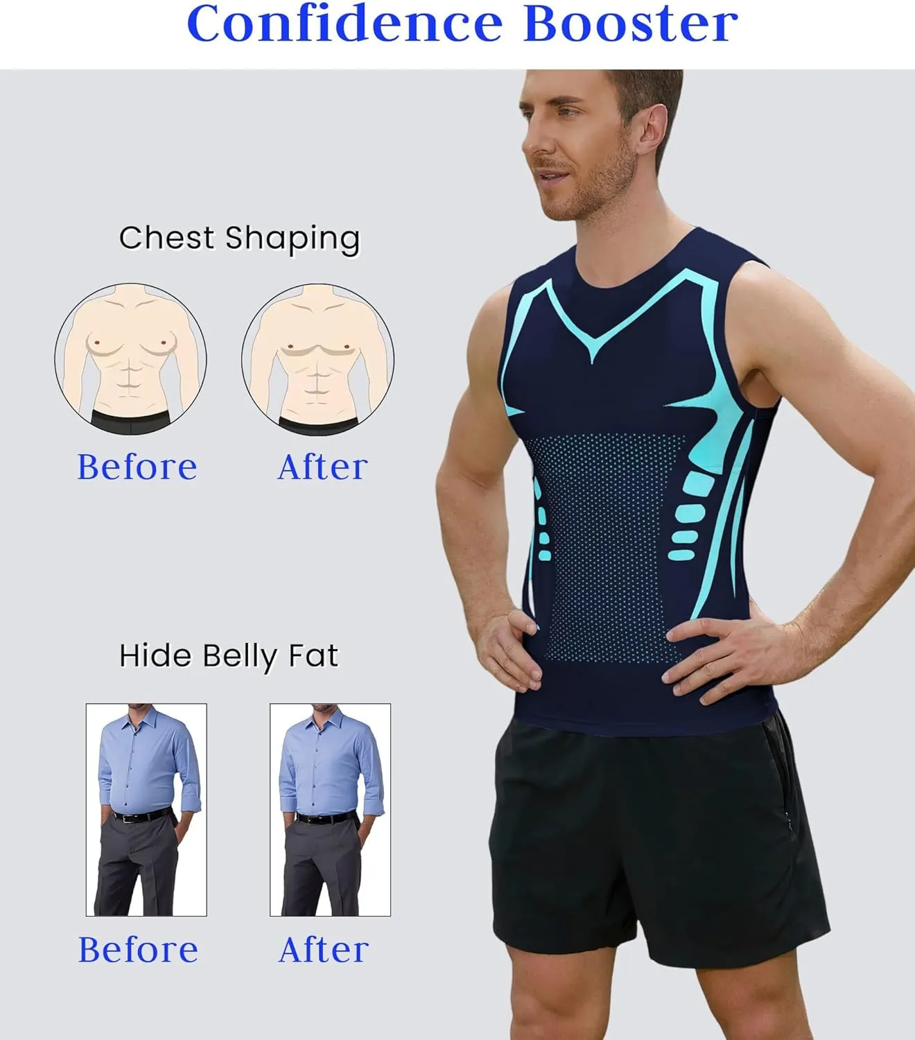 Compression Shirt Men Slimming Body Shaper Vest Crewneck Workout Shirts Tummy Control Undershirts