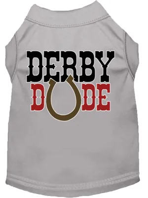 Derby Dude Screen Print Dog Shirt Grey Med