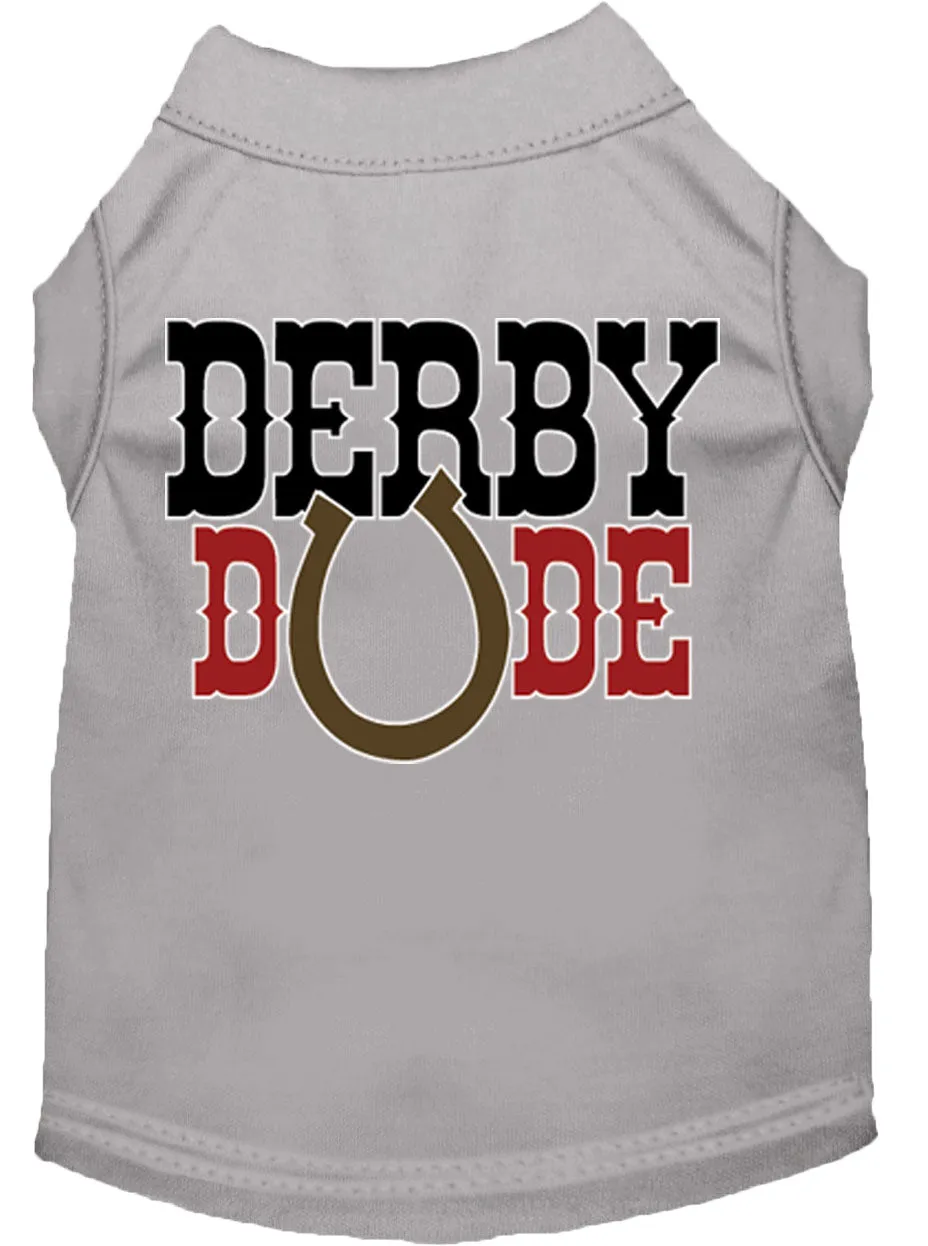 Derby Dude Screen Print Dog Shirt Grey Med