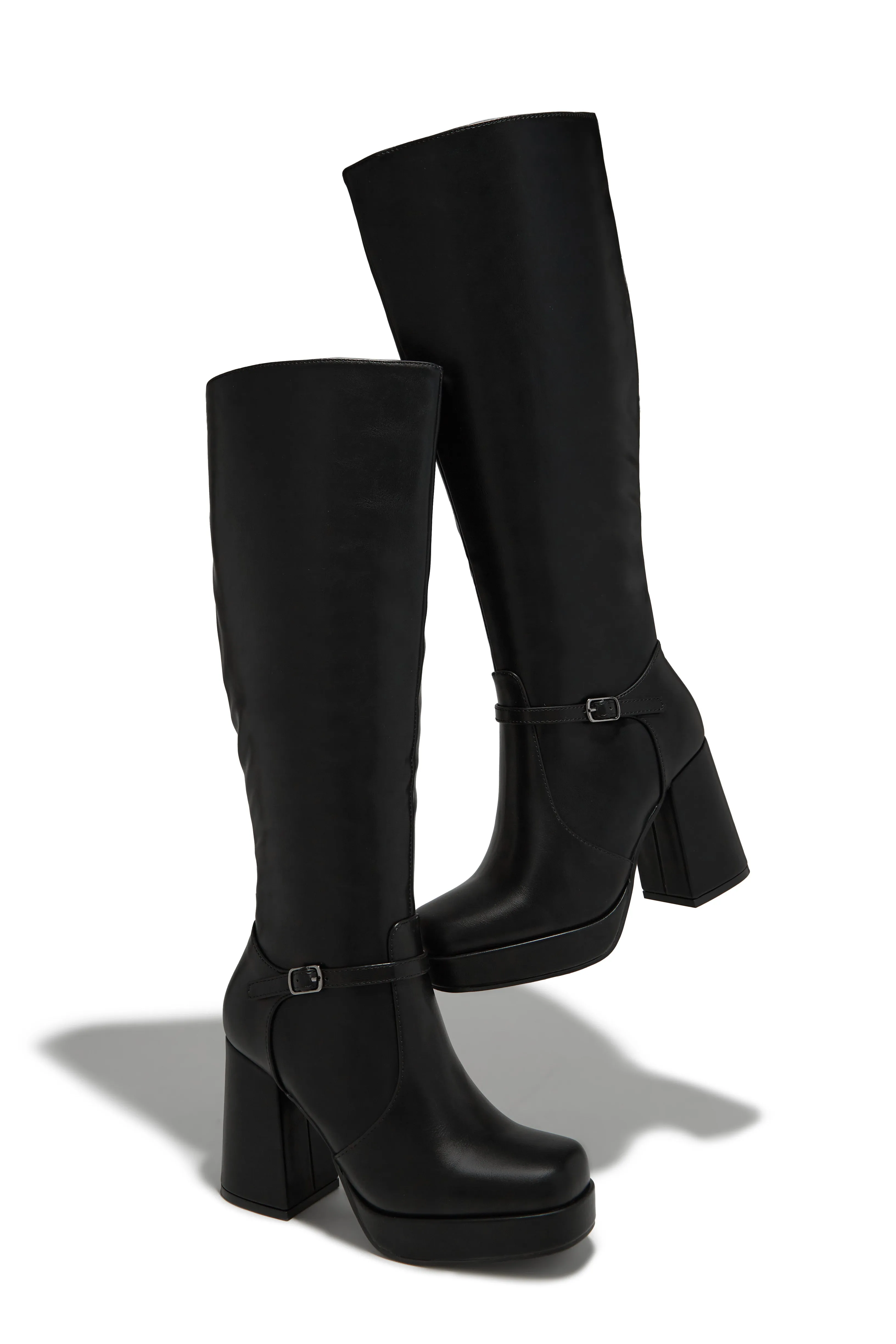 Hazelle Platform Block Heel Boots - Black
