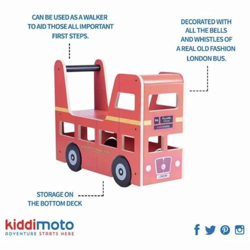 London Bus - Kids Wooden Ride On London Bus