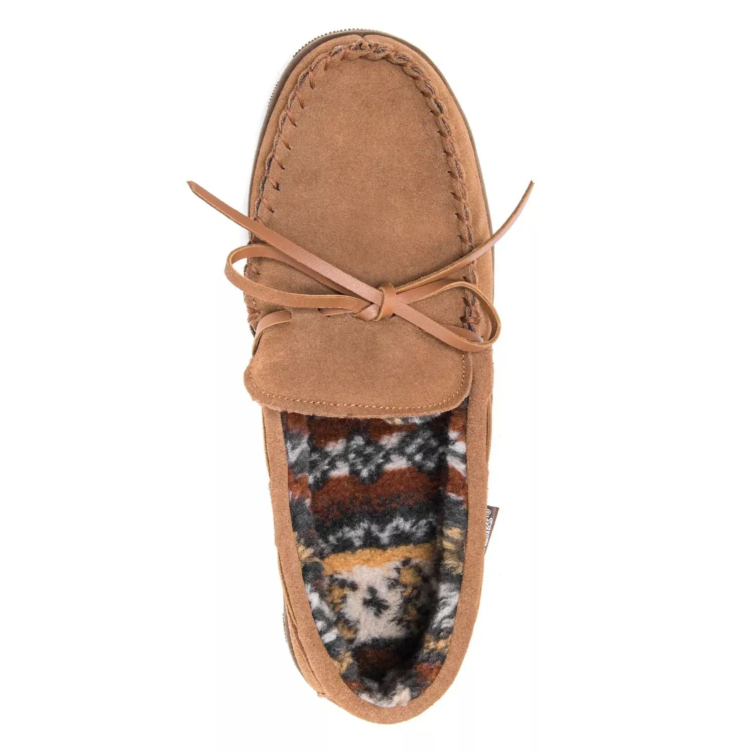 MUK LUKS Men's leather fleece moccasin slippers in Berber style