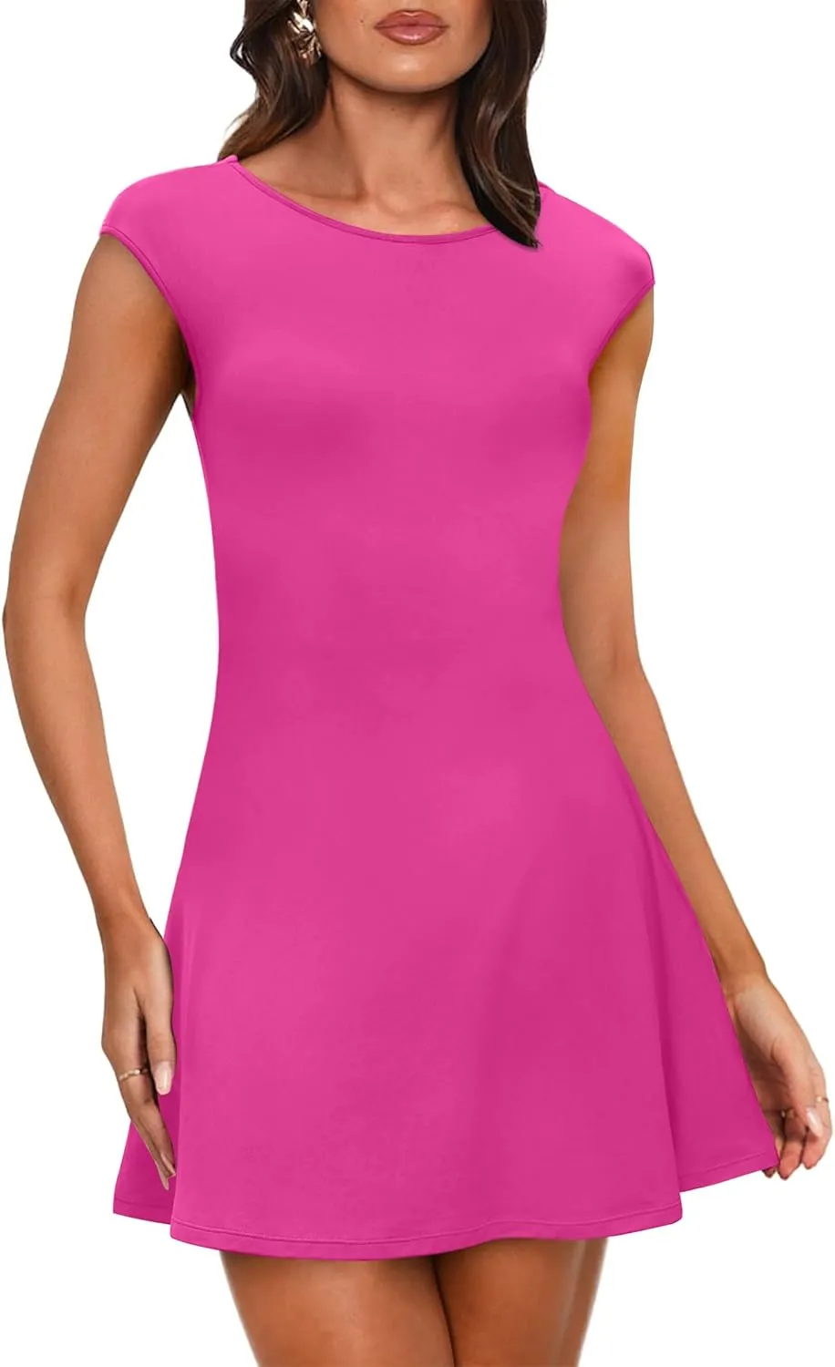 OFEEFAN Womens Dresses Cap Sleeve Cocktail Graduation Formal Party Club Mini Outfits