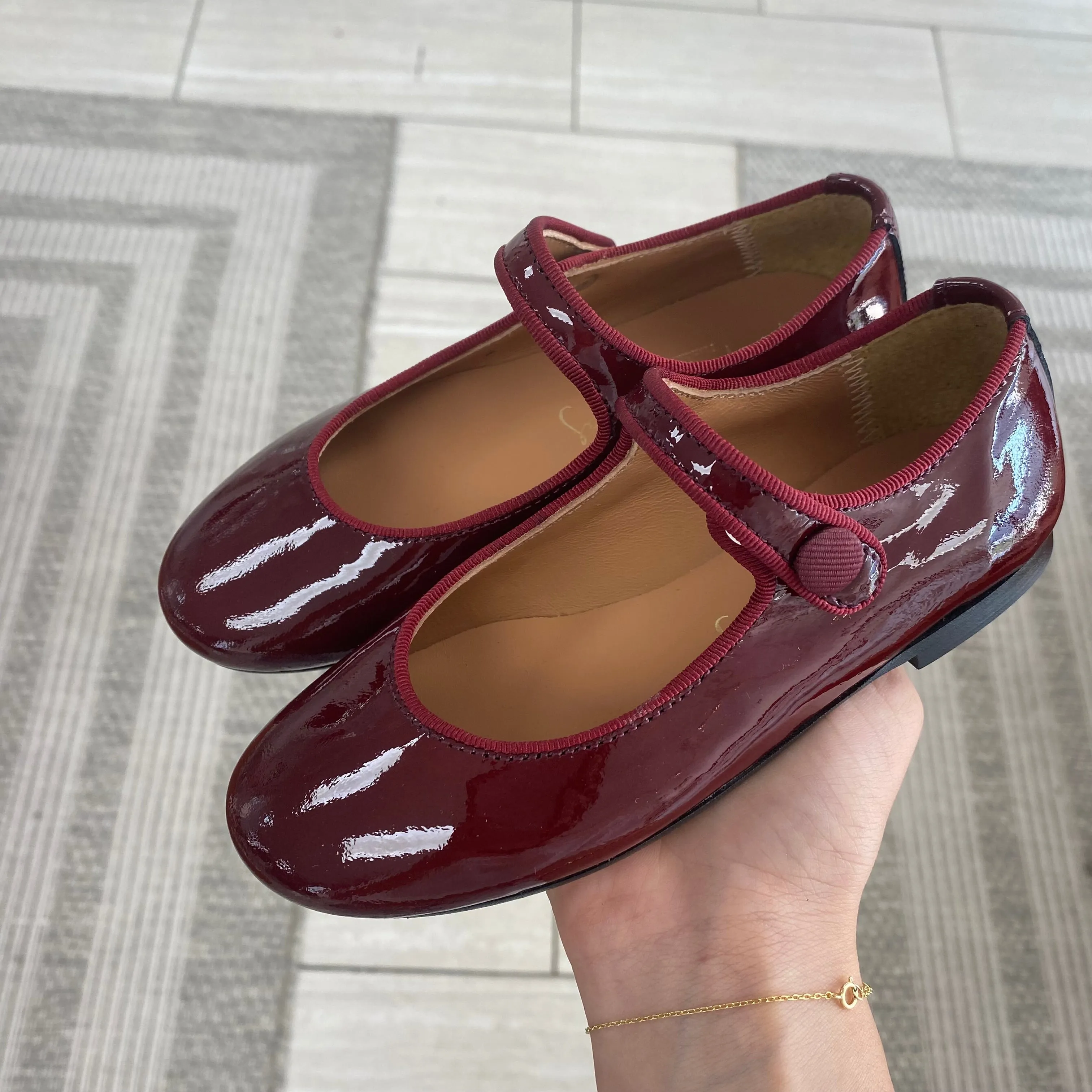 Papanatas Maroon Patent Mary Jane