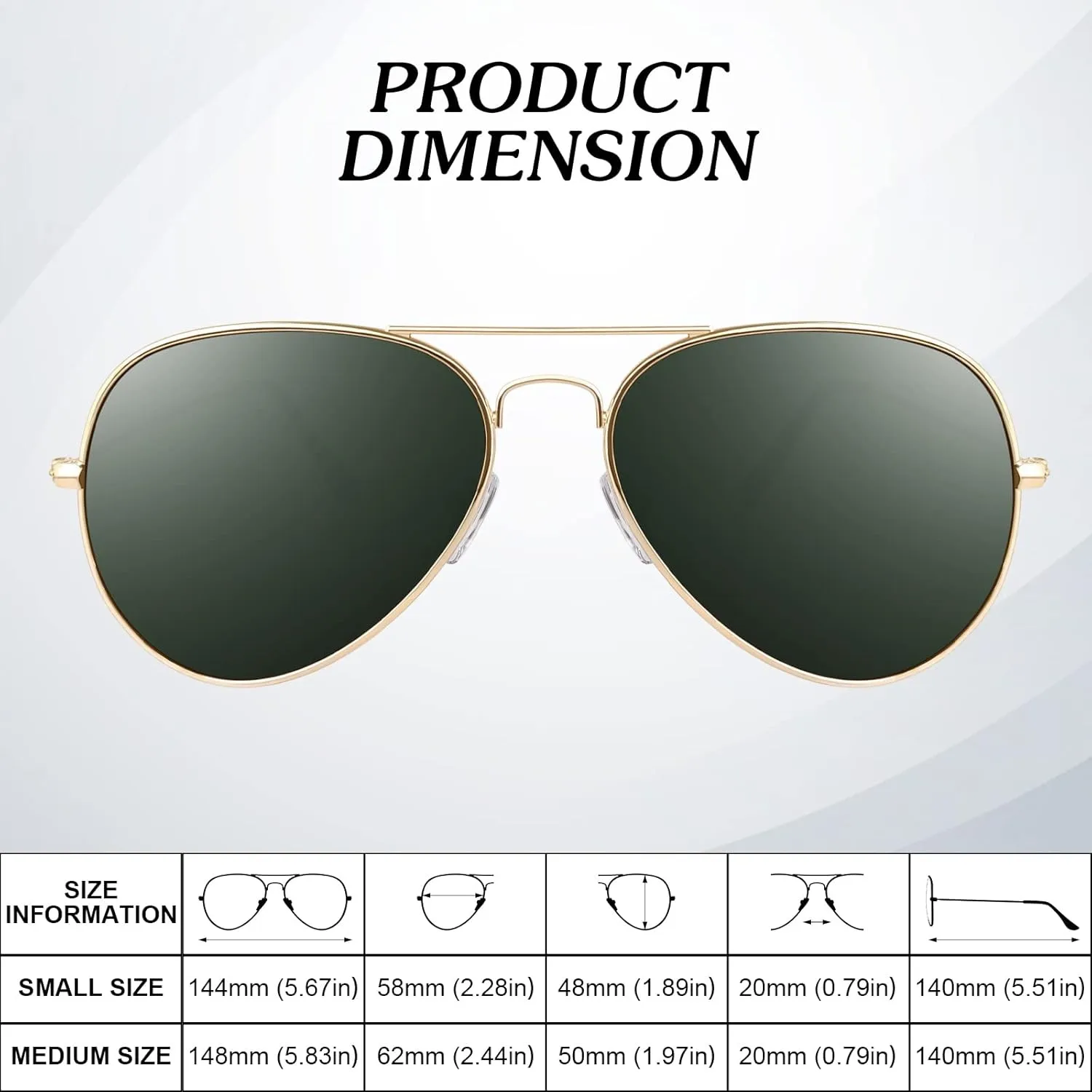 Pilot Sunglasses Men Womens Lightweight Metal Frame Polarized Shades UV400 Protection