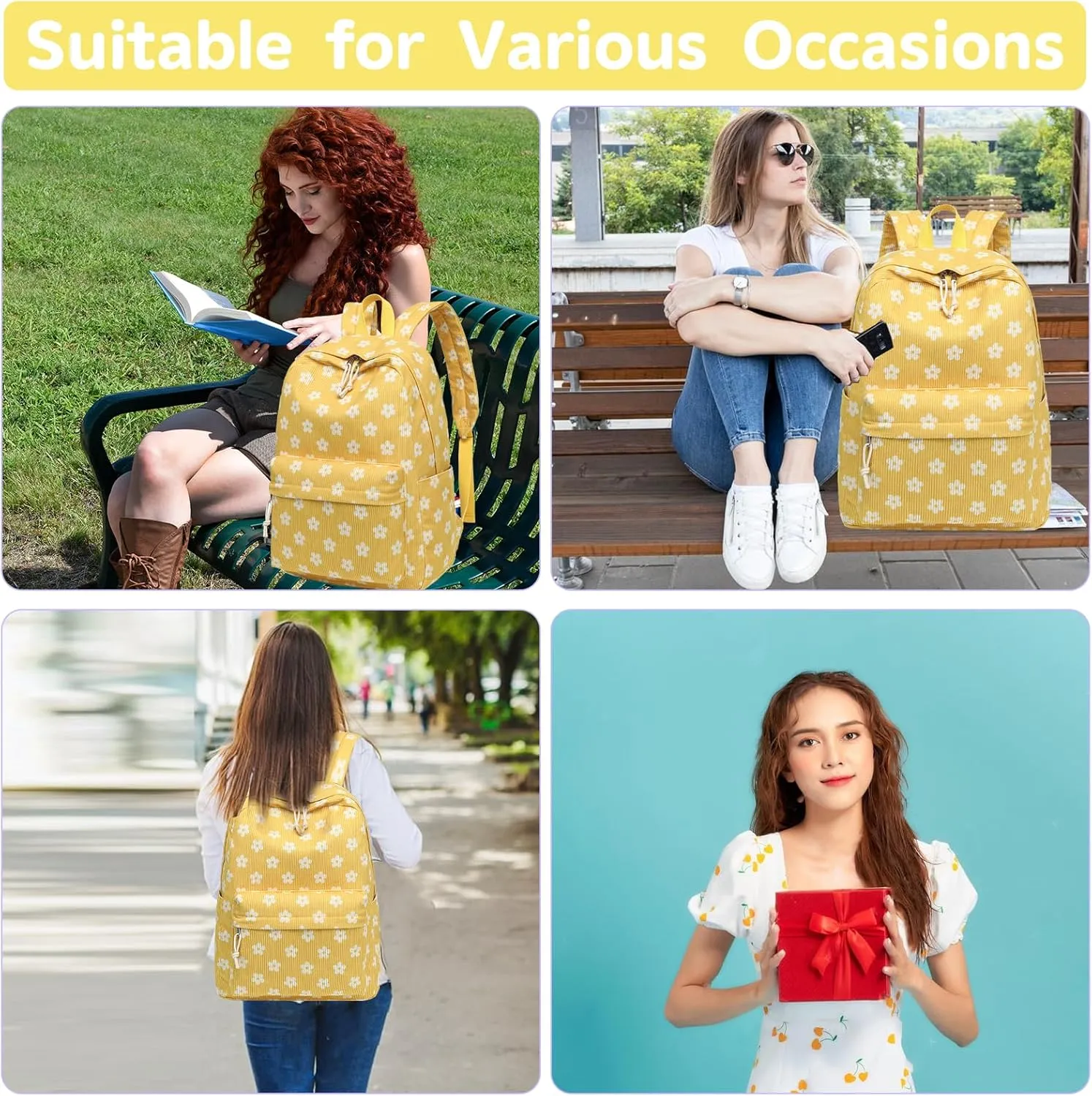 School Backpack for Teen Girls Bookbags Elementary High School Corduroy Laptop Bags Women Travel Daypacks