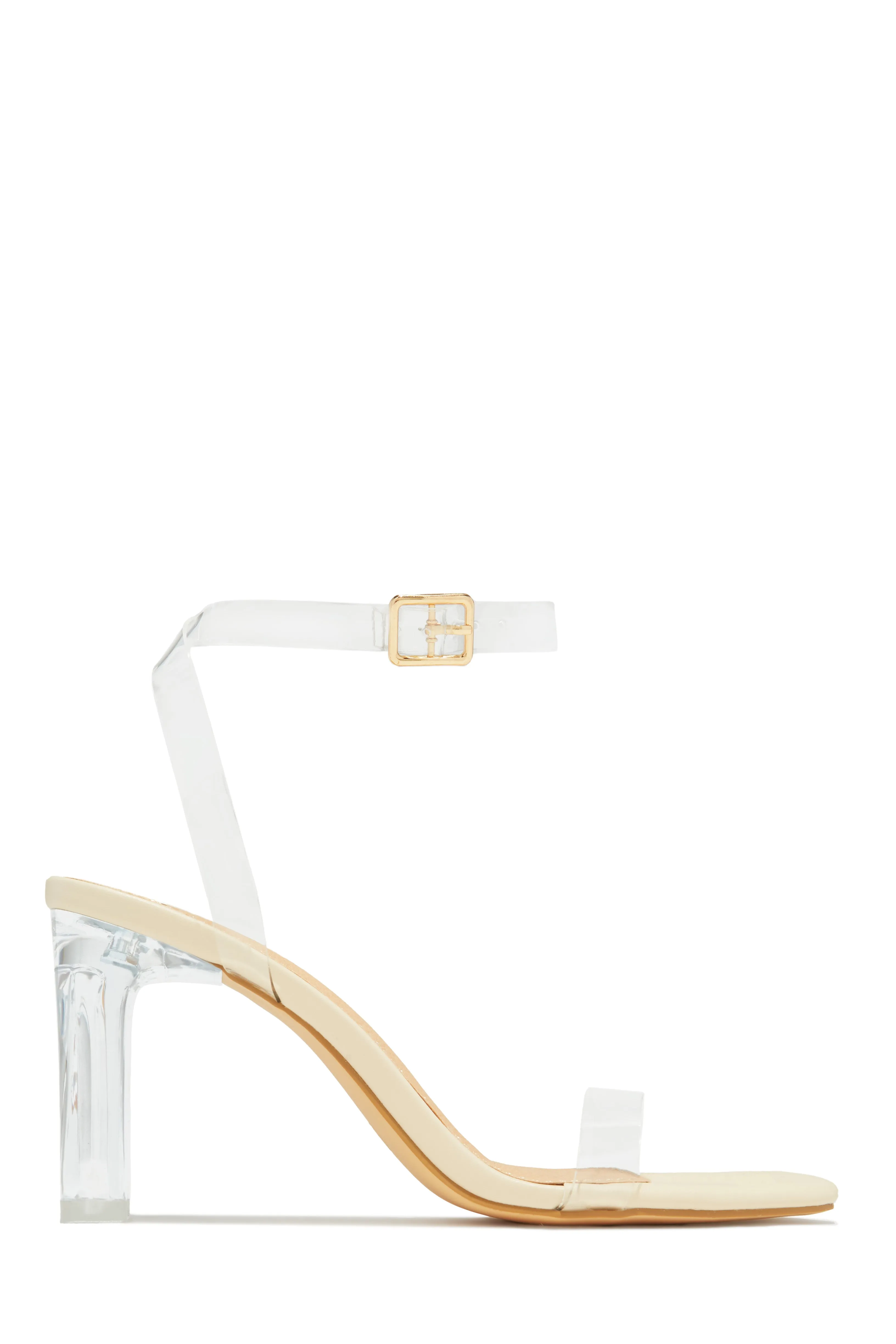 Simply Yours Clear Ankle Strap Heels - Ivory