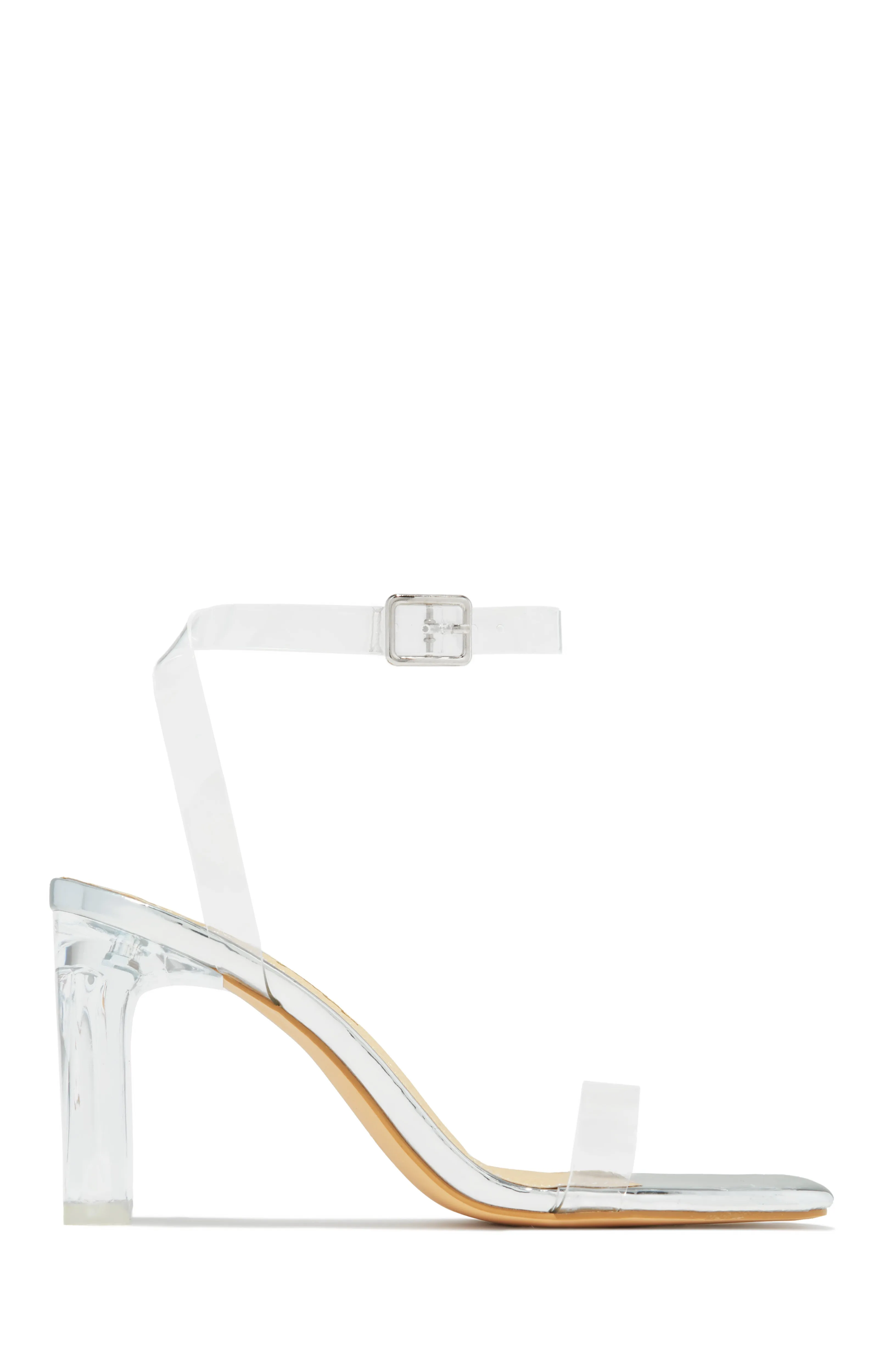 Simply Yours Clear Ankle Strap Heels - Ivory
