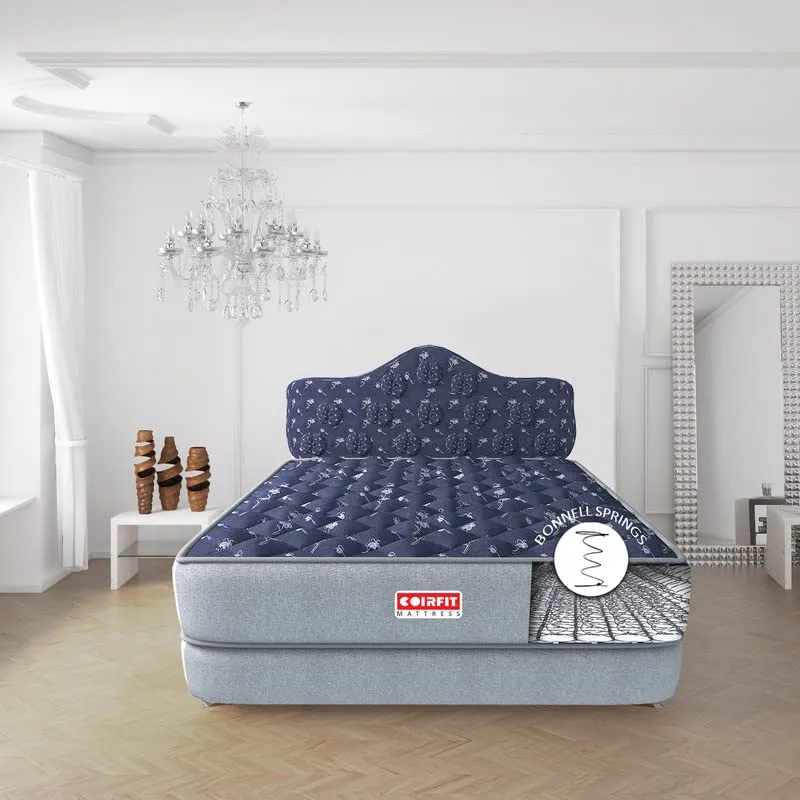 SLEEPSPA by COIRFIT Euphoria Normal Top 10 Inch King Size Bonnell Spring Mattress with 6 Year Warranty | Orthopedic Pro - Doctor Recommended | Pressure Relieving | PU Foam for Support (Blue,78X72X10)