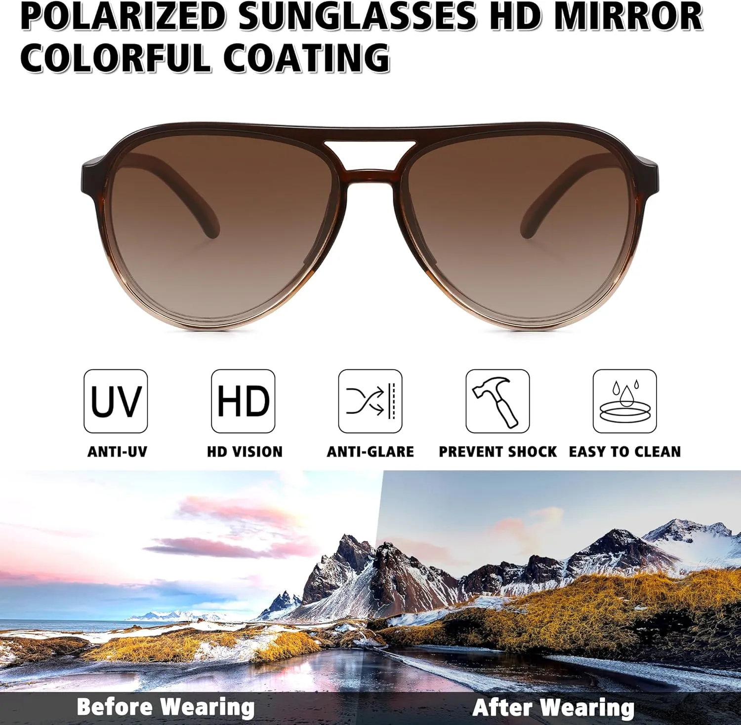 STORYCOAST Polarized Aviator Sunglasses for Men Women Classic Retro Aviators Sports Driving Running Sun Glasses