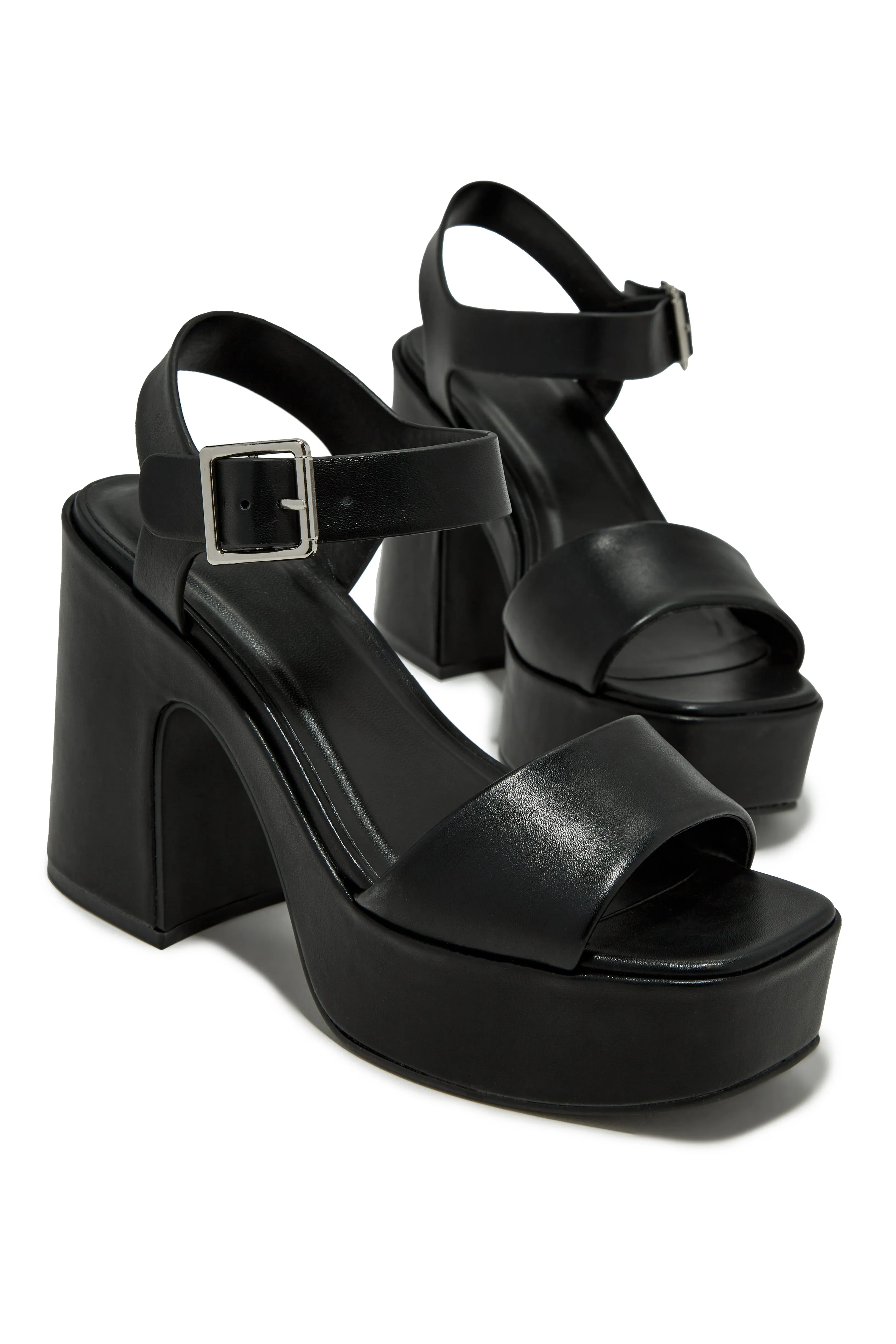 Sunday Views Platform Block High Heels - Black